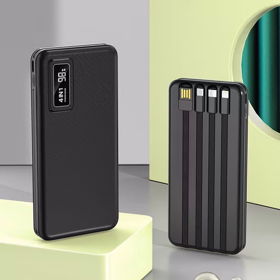 Portable Charger, Power Bank 10000mAh, Comes with a Four Wire Charging Power Supply for Fast Charging