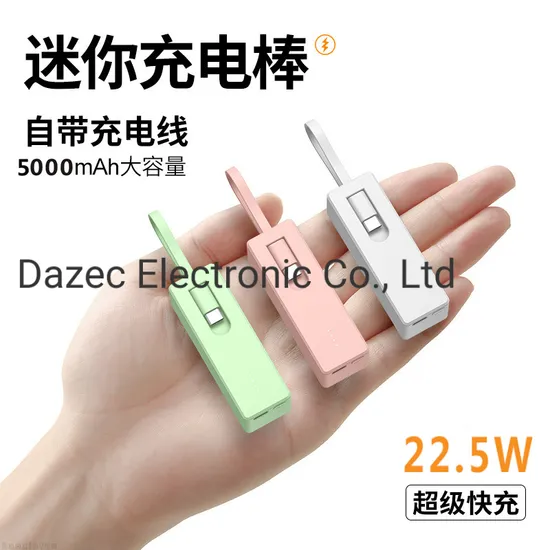 Hot Saling 5000 mAh OEM Pd 22.5/20/18W Fast Charging SCP 22.5W 5000mAh Capacity Portable Power Bank for Laptop & Mobile Phone Charger 