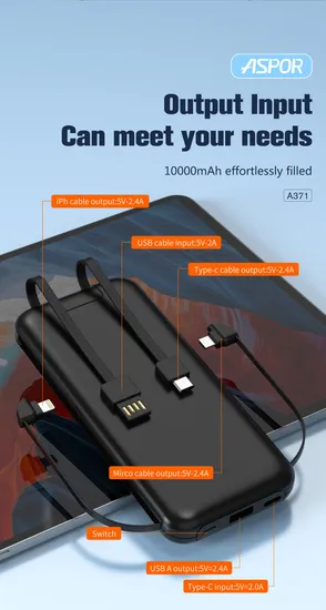 Aspor 22.5W Fast Charging Power Bank 10000mAh Power Bank Support All Versions Mobile Quick Charging Power Bank Wholesale 