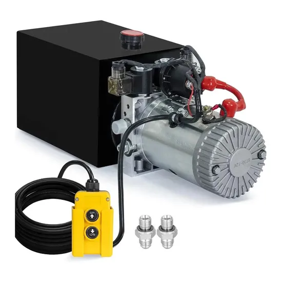 12V DC Mini 8 Quart High Pressure Hydraulic Power Unit Hydraulic Pump Double Acting Hydraulic Power Pack with Metal Oil Reservoir 