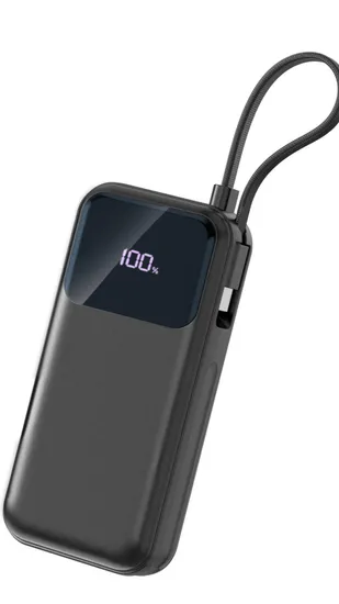 Aspor A361 Original Capacity Fast Charging Build in Cable Power Bank 33W 30W 22.5W Smart Charge 10000mAh Powerbank for Outdoor 